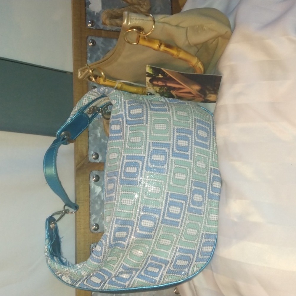 Jlo lot of two hand bags gold and electric blue